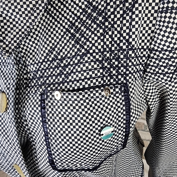 Sportalm Indian Rhapsody Fitted Bomber Jacket Navy White Checker Size 36/Small - Picture 7 of 16